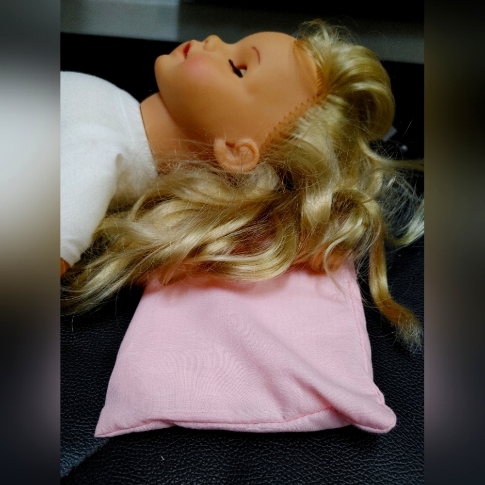 Play Pillow for Dolls with Pink Pillowcase